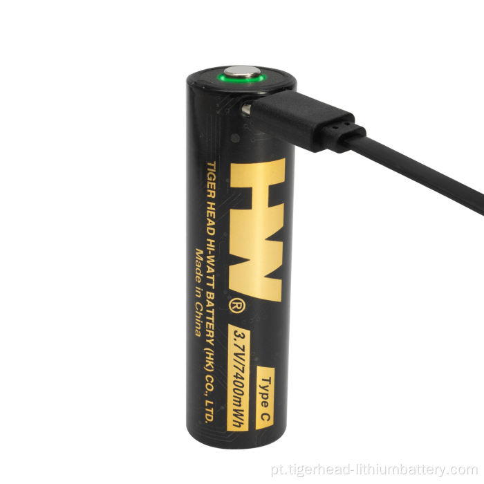 2PCS 3.7V 18650 7400mWh USB-C bateria de lítio recarregável